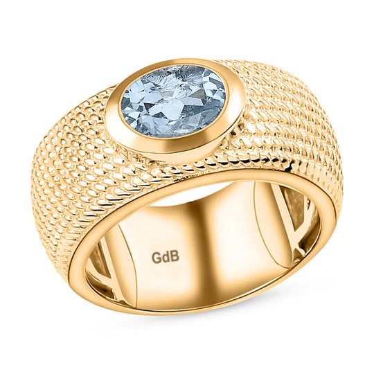 Himmelblauer Topas Ring, vergoldet ca. 1.52 ct