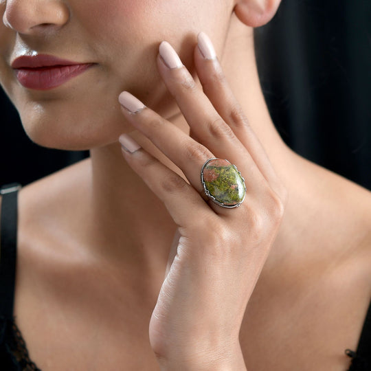 Unakite Ring, Edelstahl ca. 25.55 ct