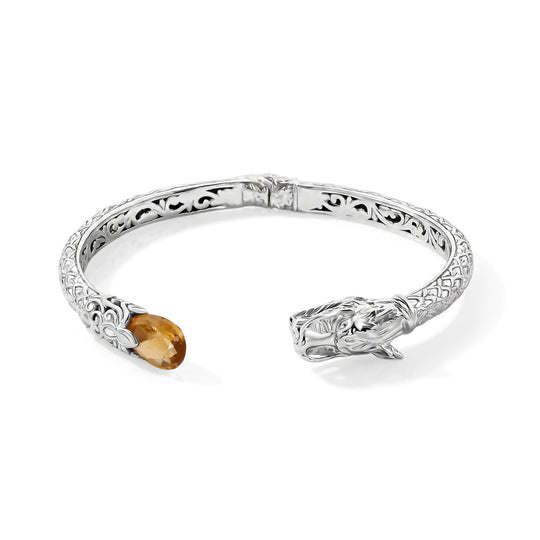 Royal Bali Kollektion- Citrin 19cm Armreif, 925 Silber - 3,56 ct.