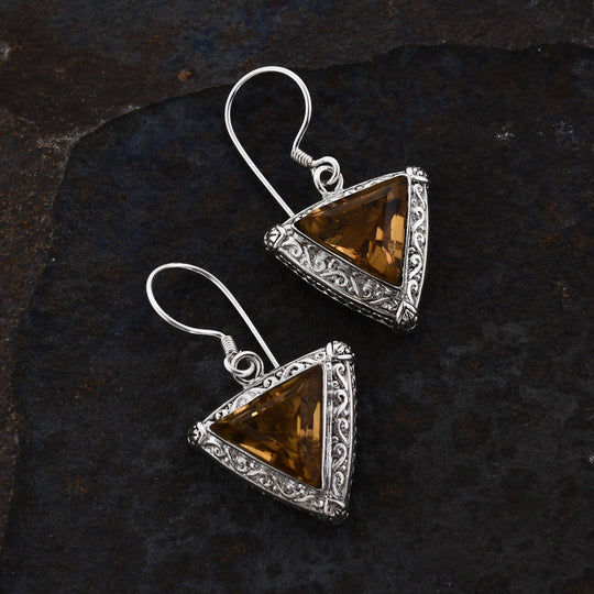 Royal Bali Kollektion - Citrin Ohrringe 925 Silber ca. 9.62 ct