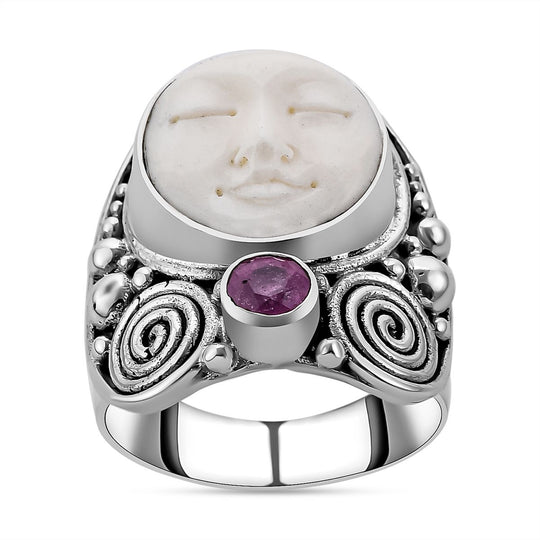 Royal Bali - Sajen Silber - Oxbone, Ilakaka Rosa Saphir (Fissure gefüllt) Ring, 925 Silber (Größe 16.00) ca. 6.75 ct