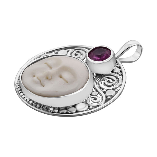 Sajen Silber - Oxbone, Ilakaka Rosa Saphir (Fissure gefüllt) Anhänger 925 Silber ca. 12.97 ct
