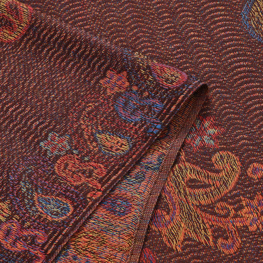 Jacquard Schal mit bunten Elefanten Motiv, 180x70 cm + Fransen, schoko