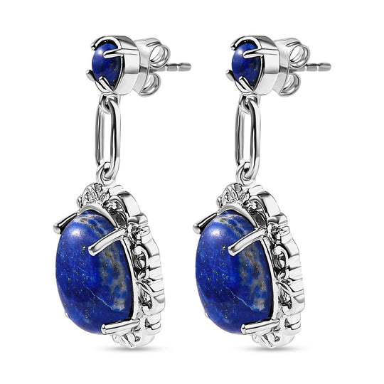 Lapislazuli Ohrringe, platiniert, ca. 14.58 ct