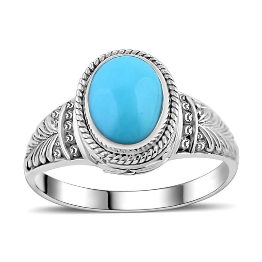 Royal bali - Sleeping Beauty Türkis Ring, 925 Silber, (Größe 17.00) ca. 2.20 ct