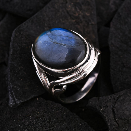 Labradorit Ring 925 Silber (Größe 16.00) ca. 20,09 ct