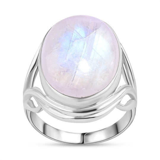 Royal Bali - Regenbogen Mondstein Ring, 925 Silber, (Größe 17.00) ca. 21.21 ct