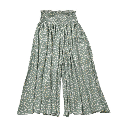 Luftige Taillen-Culottes mit Smok-Detail und Blumenmuster, Einheitsgröße, gelb