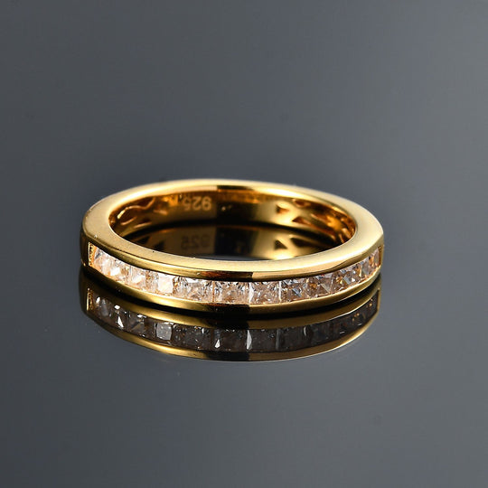 Moissanit Ring, 925 Silber Gelbgold Vermeil (Größe 19.00) ca. 0.54 ct