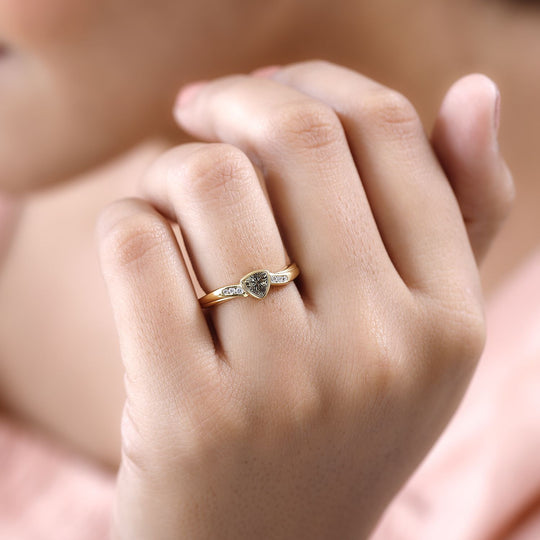 AA Natürlicher goldener Tansanit, Weißer Zirkon Ring, 925 Silber Gelbgold Vermeil (Größe 20.00) ca. 0.53 ct