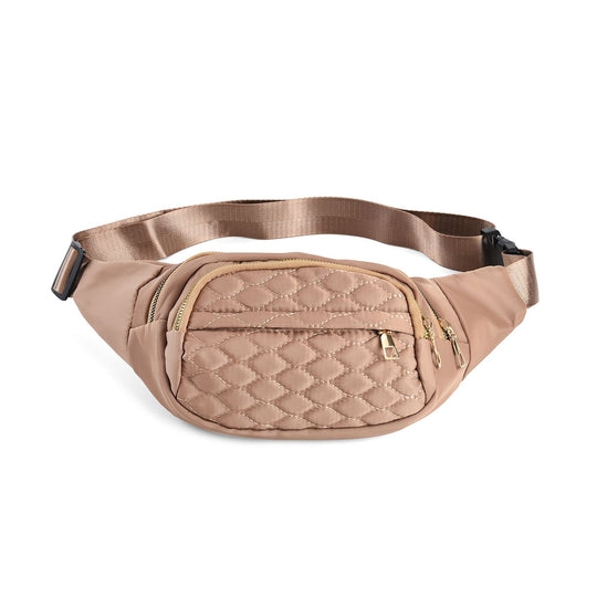 Wasserdichte Bauchtasche aus hochwertigem Nylon mit RFID-Schutz, 36x4x13cm, beige
