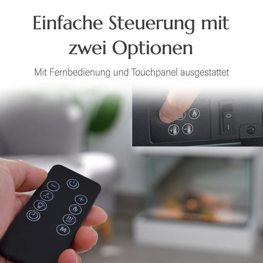 Elektrischer Kamin mit Authentischem Flammenspiel: Flexibel in 2 Heizstufen, 11-stufiger realistischer Flammeneffekt, 3 einstellbare Helligkeitsgrade