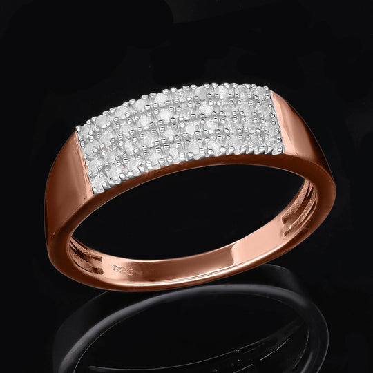 Weißer Diamant Ring, 925 Silber Roségold Vermeil, (Größe 21.00) ca. 0.20 ct