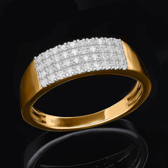 Weißer Diamant Ring, 925 Silber Gelbgold Vermeil, (Größe 19.00) ca. 0.20 ct