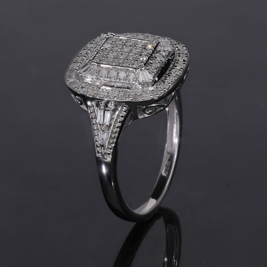 Weißer Diamant P3 Ring, 925 Silber platiniert, (Größe 18.00), ca. 0.50 ct