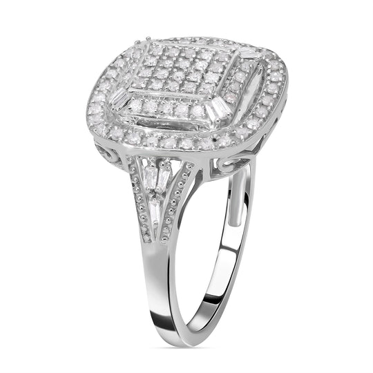 Weißer Diamant P3 Ring, 925 Silber platiniert, (Größe 18.00), ca. 0.50 ct