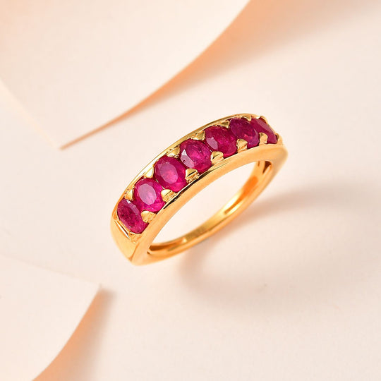 Afrikanischer Rubin (Fissure gefüllt) Ring, 925 Silber vergoldet, (Größe 21.00) ca. 1.80 ct