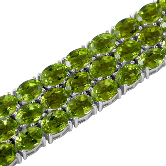 Natürliches Peridot Armband, ca. 19 cm, 925 Silber rhodiniert ca. 74.16 ct