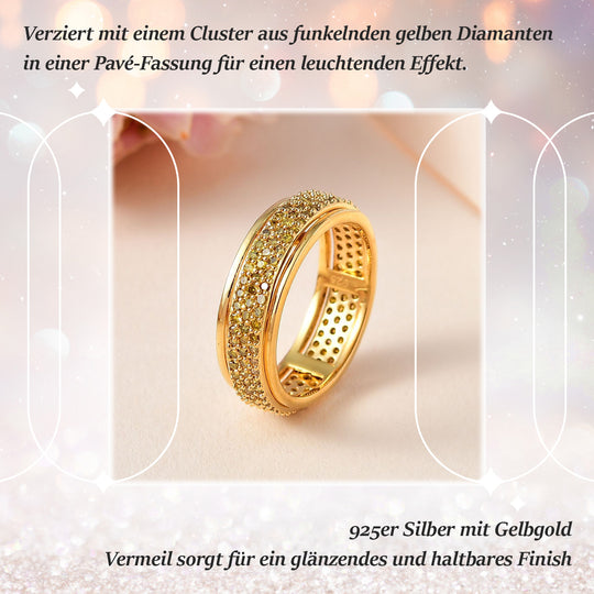 Gelber Diamant P3 Ring 925 Silber Gelbgold Vermeil (Größe 18.00) ca. 1,00 ct