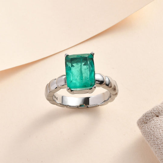 Smaragd-Quarz Triplette Ring, Edelstahl, , ca. 3.66 ct