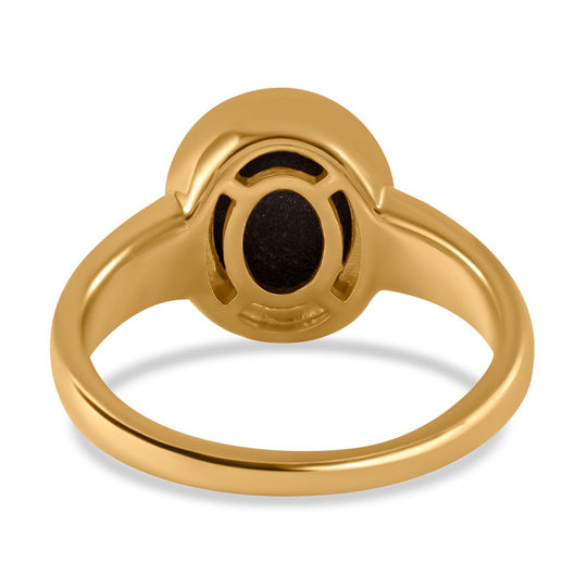 Natürlicher Schwarzer Stern Saphir Ring, 925 Silber Gelbgold Vermeil (Größe 21.00) ca. 4.35 ct