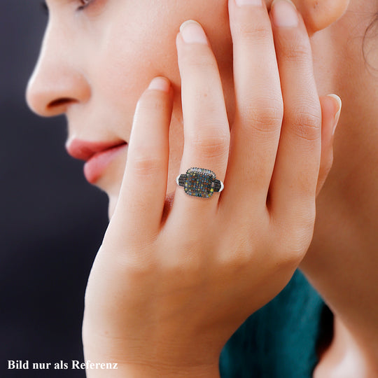 Mehrfarbiger Diamant Ring, 925 Silber platiniert (Größe 19.00) ca. 1.00 ct