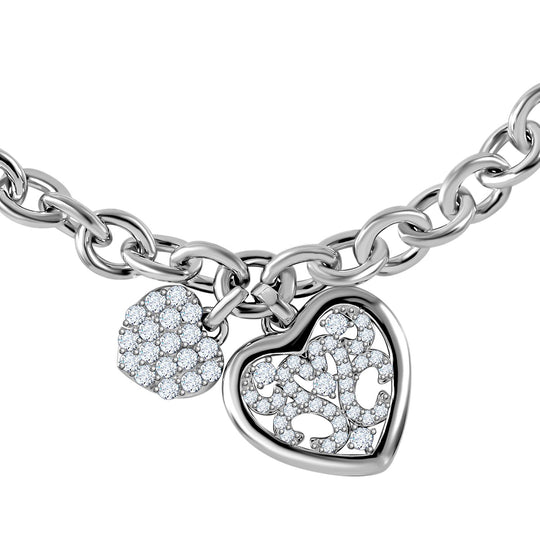Lustro Stella Weißer Zirkonia Armband ca. 20 cm + 5 cm Extender, 925 Silber rhodiniert