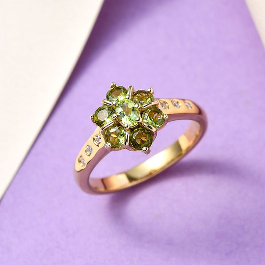 Natürlicher AA Calabar-Turmalin Ring, 925 Silber Gelbgold Vermeil, (Größe 20.00) ca. 1.02 ct