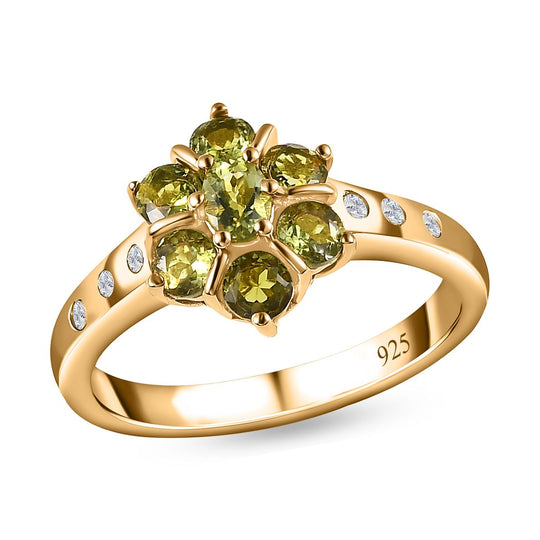 Natürlicher AA Calabar-Turmalin Ring, 925 Silber Gelbgold Vermeil, (Größe 20.00) ca. 1.02 ct