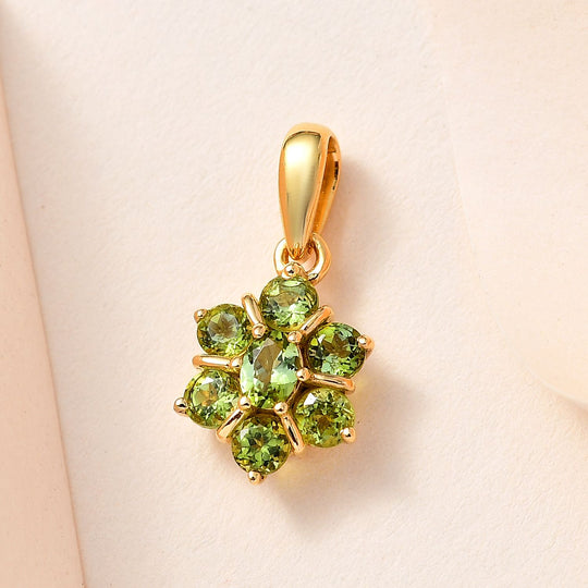 Natürlicher AA Calabar-Turmalin Anhänger, 925 Silber Gelbgold Vermeil ca. 0.89 ct