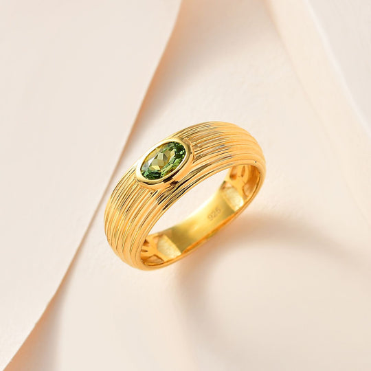 AA Calabar-Turmalin Ring, 925 Silber Gelbgold Vermeil (Größe 17.00) ca. 0.45 ct