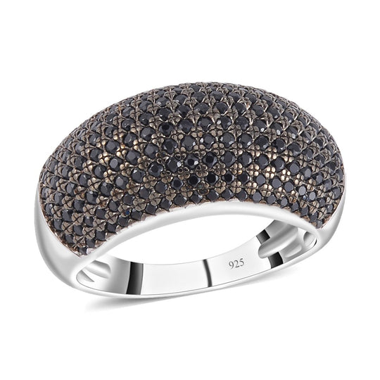 Schwarzer Spinell Ring, 925 Silber, (Größe 16.00), ca. 1.78 ct