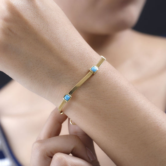 AA Sleeping Beauty Türkis Armband ca. 19 cm 925 Silber Gelbgold Vermeil ca. 1.71 ct