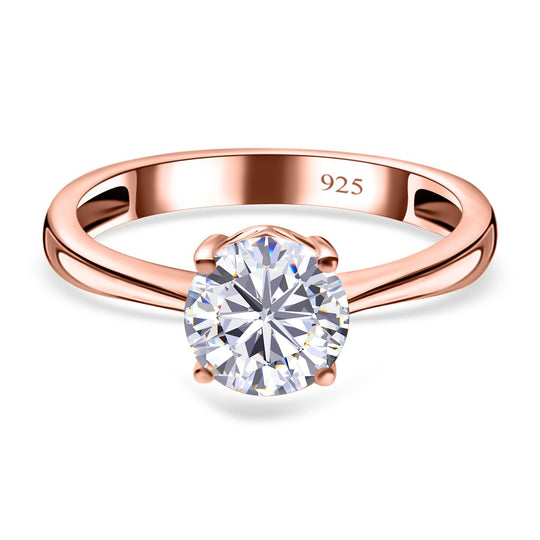 Moissanit Ring, 925 Silber Roségold Vermeil, (Größe 20.00) ca. 1.13 ct