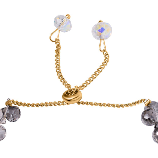 Weißes Kristall flexibles Armband, Legierung in Goldton