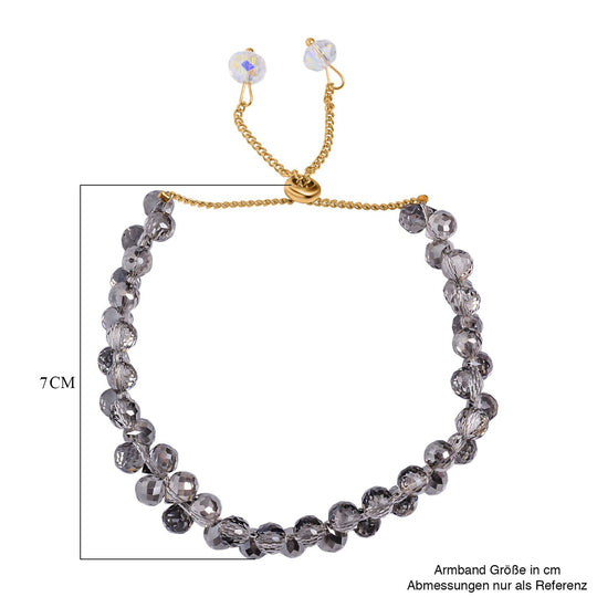 Weißes Kristall flexibles Armband, Legierung in Goldton