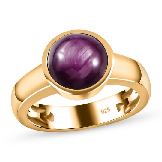 AA Sternrubin Ring, 925 Silber Gelbgold Vermeil, (Größe 19.00) ca. 4.66 ct