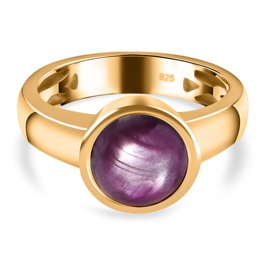 AA Sternrubin Ring, 925 Silber Gelbgold Vermeil, (Größe 19.00) ca. 4.66 ct