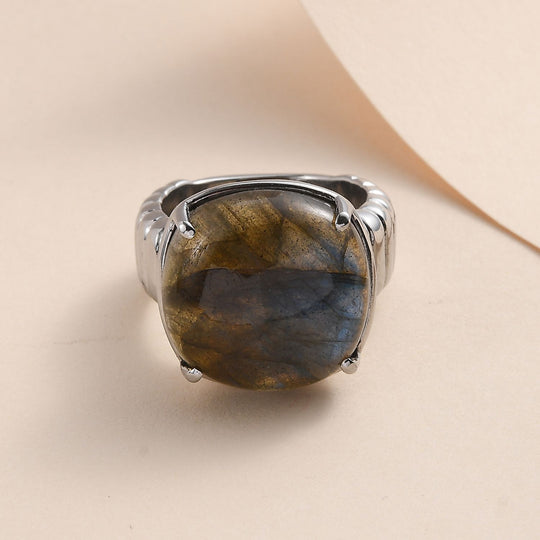 Labradorit Ring, Edelstahl ca. 14.17 ct