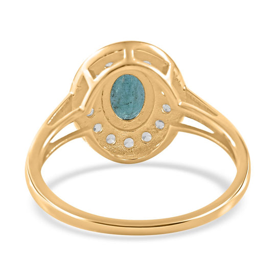 AAA Kagem Sambischer Smaragd, Weißer Zirkon Ringe 925 Silber Gelbgold Vermeil (Größe 19.00) ca. 1.37 ct