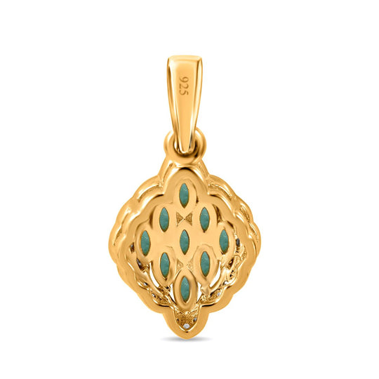 AAA Gemfields Smaragd, Weißer Zirkon Anhänger 925 Silber Gelbgold Vermeil ca. 0.85 ct