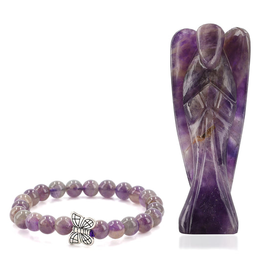 2er Set - Schutzengel aus Aventurin und Energie-Armband, Handgefertigt