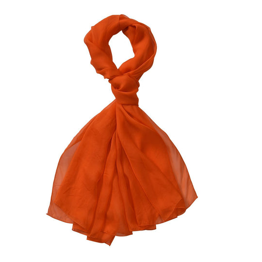 LA MAREY Solid chiffon 100% silk scarfMaterial:100% silk Size:110cm*180cmWeight : 50gColor: peach