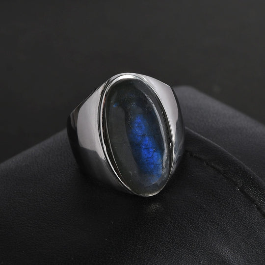 AAA Labradorit Ring, 316L Edelstahl (Größe 17.00), ca. 10.61 ct