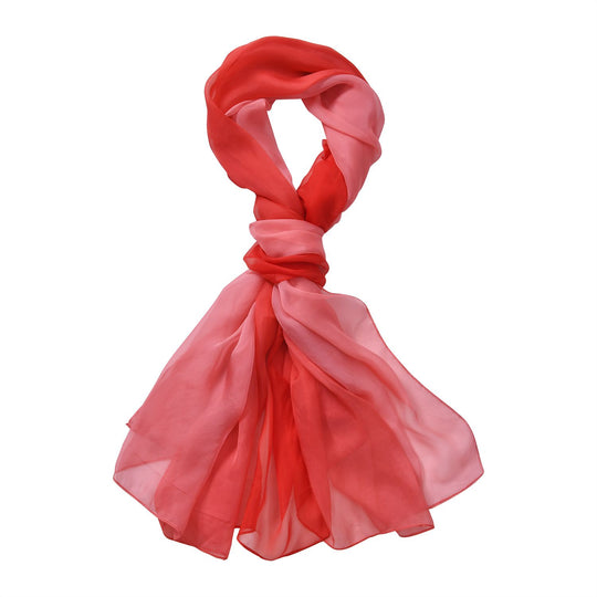 LA MAREY ombre chiffon 100% silk scarfMaterial:100% silk Size:110cm*180cmWeight : 50gColor: peach