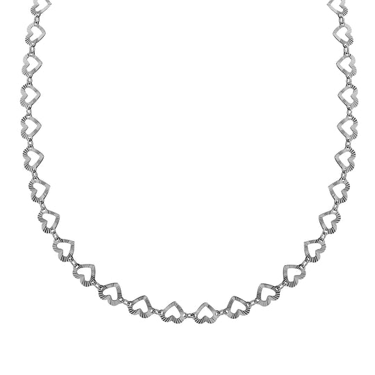 Italienische Diamantschliff Herzkette, 925 Silber vergoldet, 45+5cm