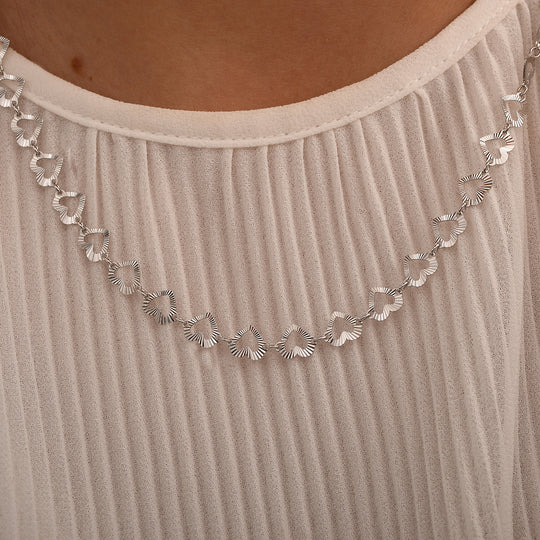Italienische Diamantschliff Herzkette, 925 Silber vergoldet, 45+5cm