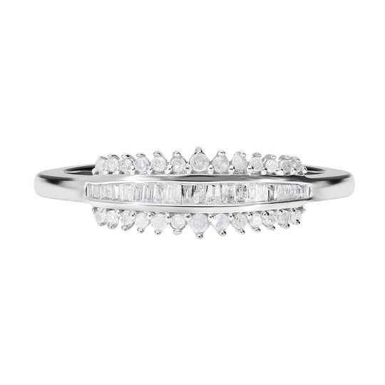 Weißer Diamant Ring, 925 Silber platiniert (Größe 19.00) ca. 0.33 ct