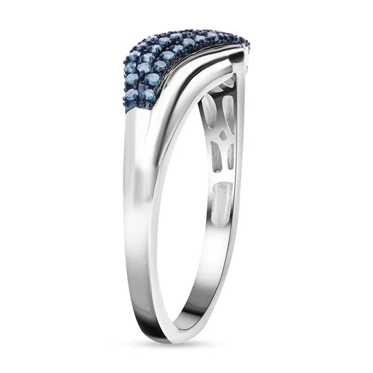 Blauer Diamant P Ringe 925 Silber platiniert (Größe 20.00) ca. 0.25 ct