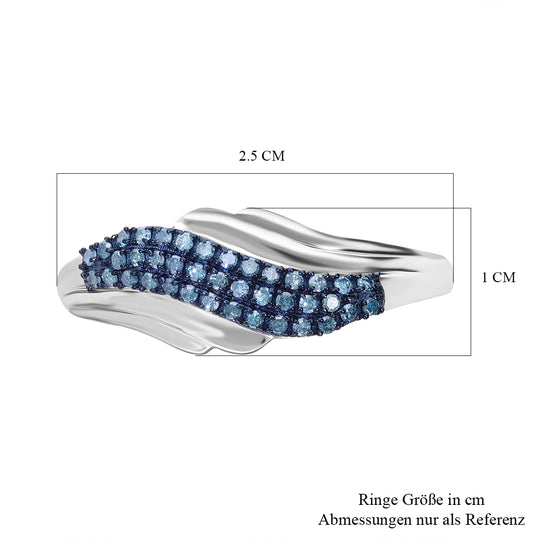 Blauer Diamant P Ringe 925 Silber platiniert (Größe 20.00) ca. 0.25 ct